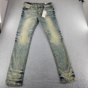 mnml Jeans Mens 34 Blue X146 Stretch Denim Distressed Slim Fit Modern Style